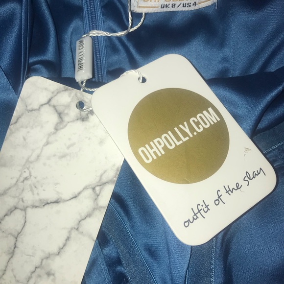 Oh Polly Satin Blue Dress - Picture 5 of 8